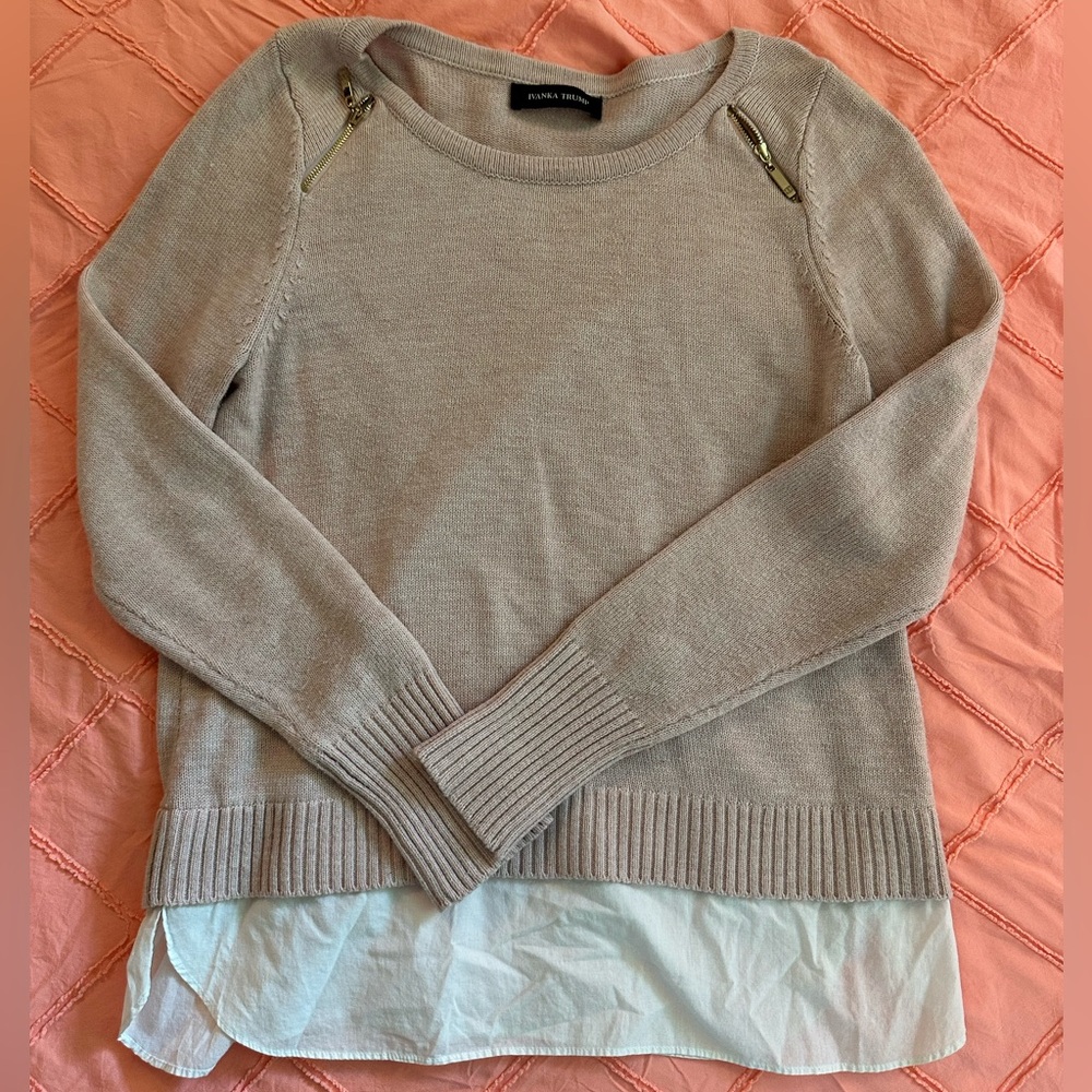 Ivanka Trump Cream Crew Neck Sweater